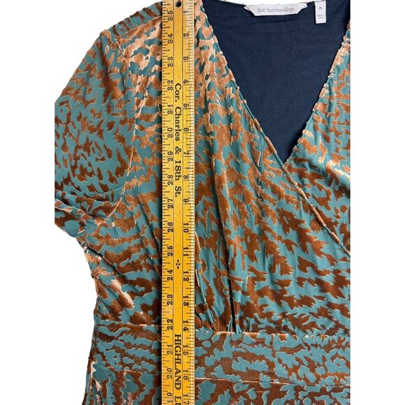 Soft Surroundings Shae Dress Velvet Burnout Animal Print Midi Large Petite - Picture 13 of 16